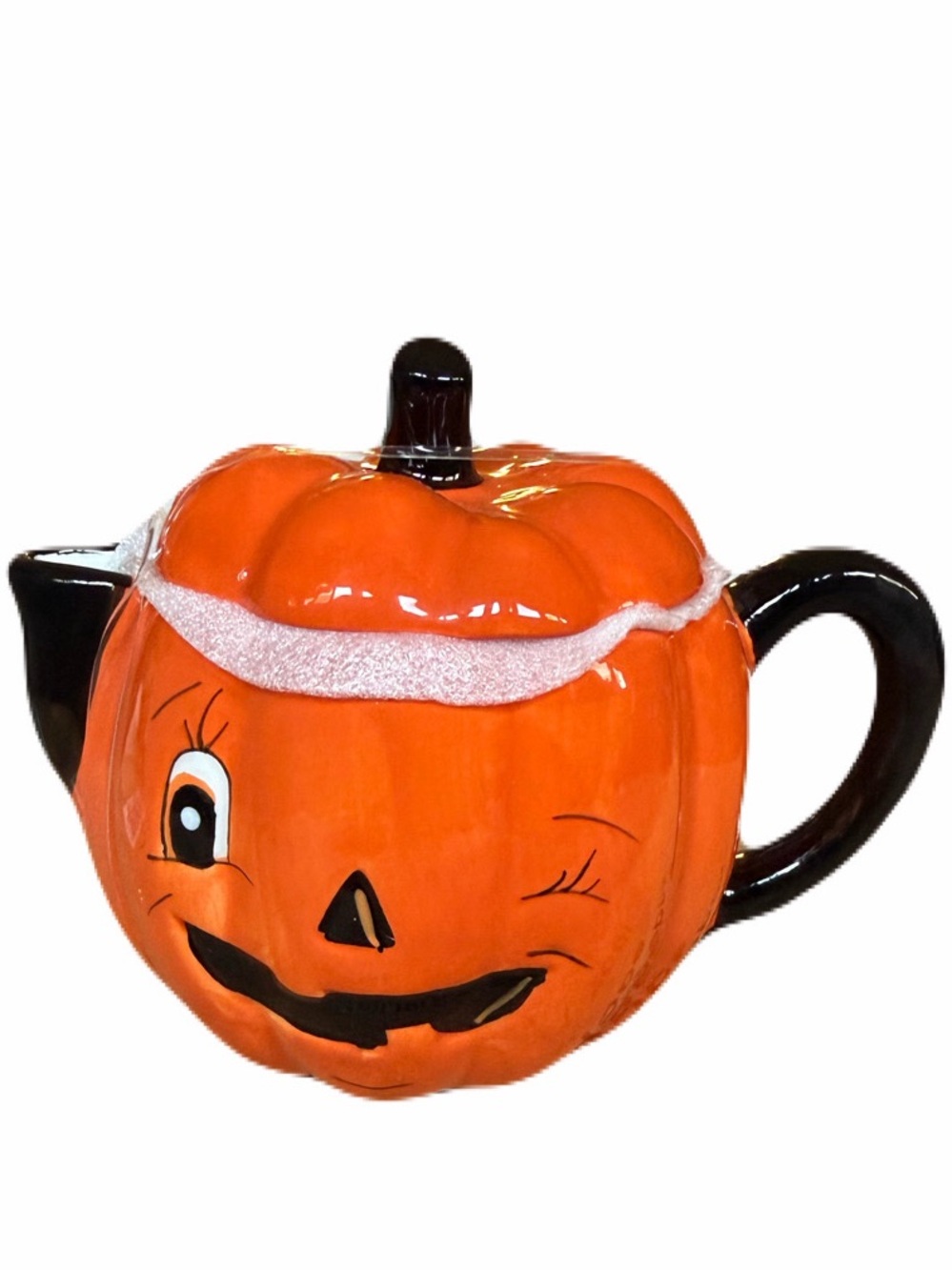 LITTLE VILLAGE NEW ceramic winking jack-o’-lantern milk pourer
